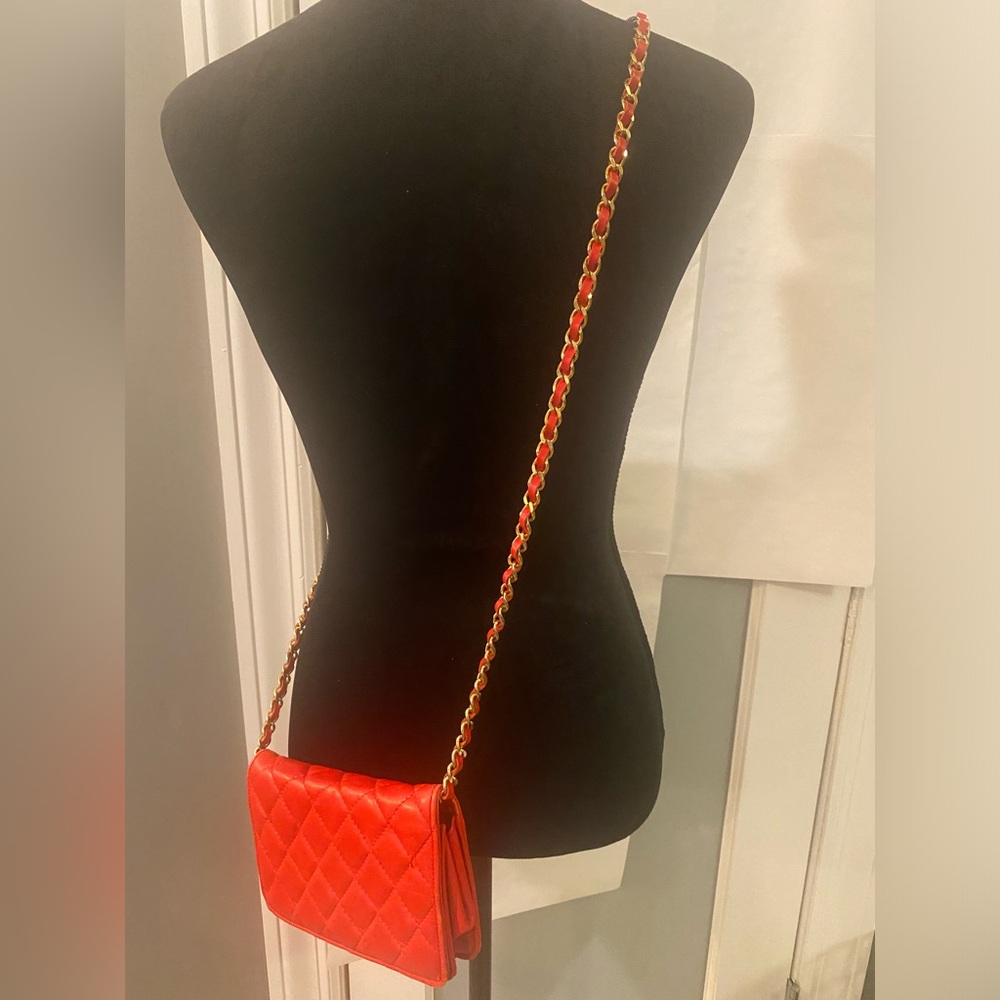 VTG Andre Cellini mini quilted red leather Envelope chain strap cross body Bag - Picture 7 of 9